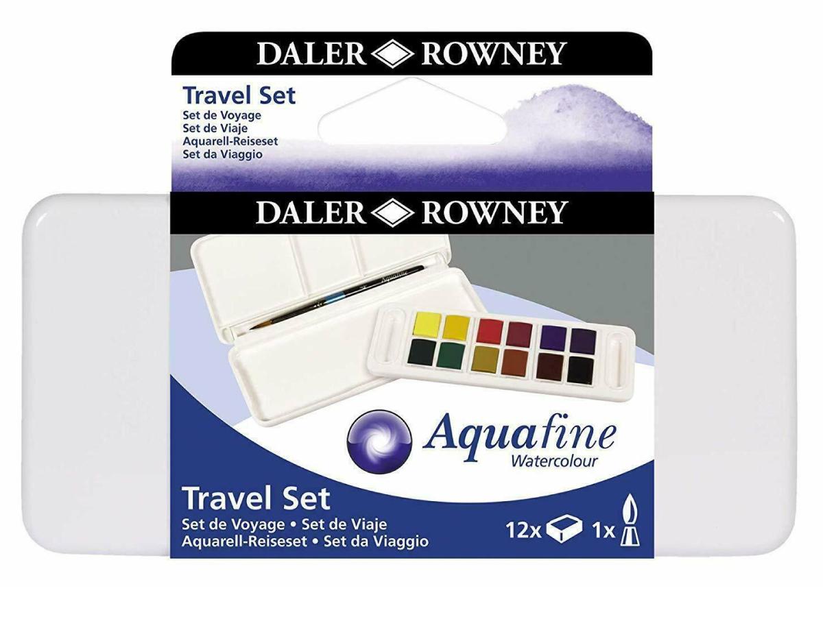 DALER ROWNEY AQUAFINE AQUARELVERF TRAVEL SET 12 X 1/2 NAP 1