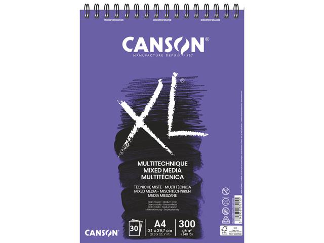 CANSON XL MIX MEDIA BLOK  A4 300 GRAM 30 VEL, SPIRAAL 1