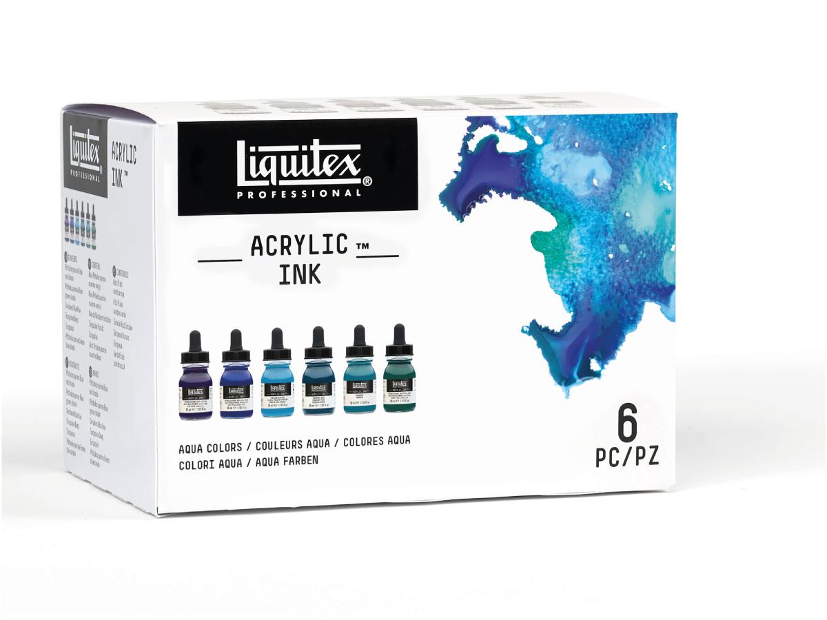 LIQUITEX ARTIST ACRYLIC INK SET 6X30ML AQUA 2